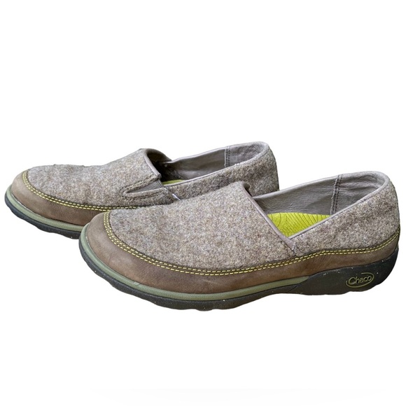 Chaco Wm’s Sloan Wool & Leather Slip On Shoes In Sandstone Citron Sz 8 - Picture 1 of 15